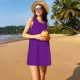 thumbnail image 3 of Balery Purple Vestidos de verano para mujer con estampado: vestido holgado sin mangas, vestido playero informal y cómodo para días calurosos., 3 of 7