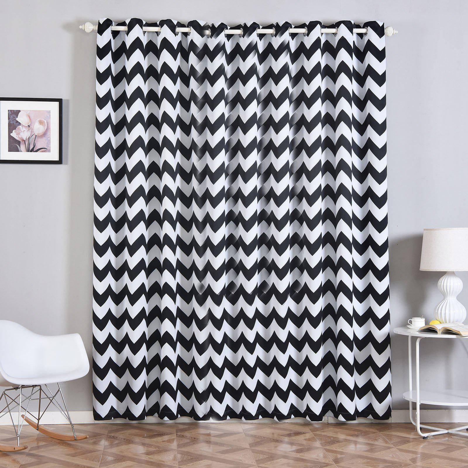 Chevron Blackout Curtains 2 Packs White & Black Blackout Curtains 52 x 96 Inch Blackout Chevron Blackout Curtains 2 Packs White & Black Blackout Curtains 52 x 96 Inch Blackout