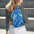 thumbnail image 6 of Honeii Vibrant Blue Floral Print Canvas College Laptop Backpack, Durable Rucksack Travel Notebook Bag School Backpack Book Bag for Men Women-Medium, 6 of 7