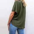 thumbnail image 2 of tklpehg Womens T Shirt Short Sleeve Clearance Summer Loose Ladies Tops Short Sleeve Tops Leisure Fashion V-Neck Button Tees Shirts Plain Colored Shirt Green 4(S), 2 of 7