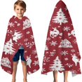 thumbnail image 3 of Red Christmas Tree and Deer Pattern Hooded Bath Towel，60"x35" for Ages 3 To 12 Kids, Quick Dry Lightweight Soft Microfiber Hood Beach Towel Cover Up for Kids, 3 of 7
