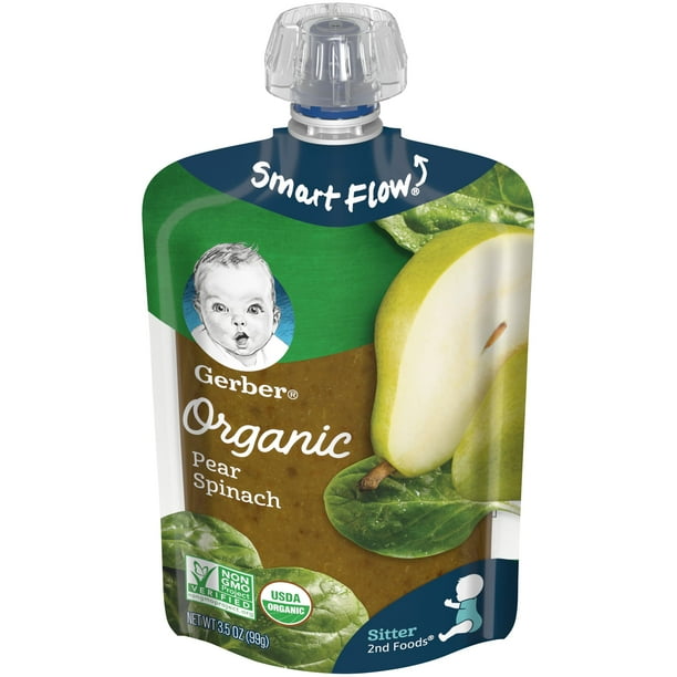 (Pack of 12) Gerber 2nd Foods Organic Pear Spinach Baby Food, 3.5 oz
