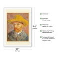 thumbnail image 2 of Self-Portrait with a Straw Hat - From an Original Color Painting by Vincent Van Gogh c.1887 - Fine Art Rolled Canvas Print 27in x 40in, 2 of 4