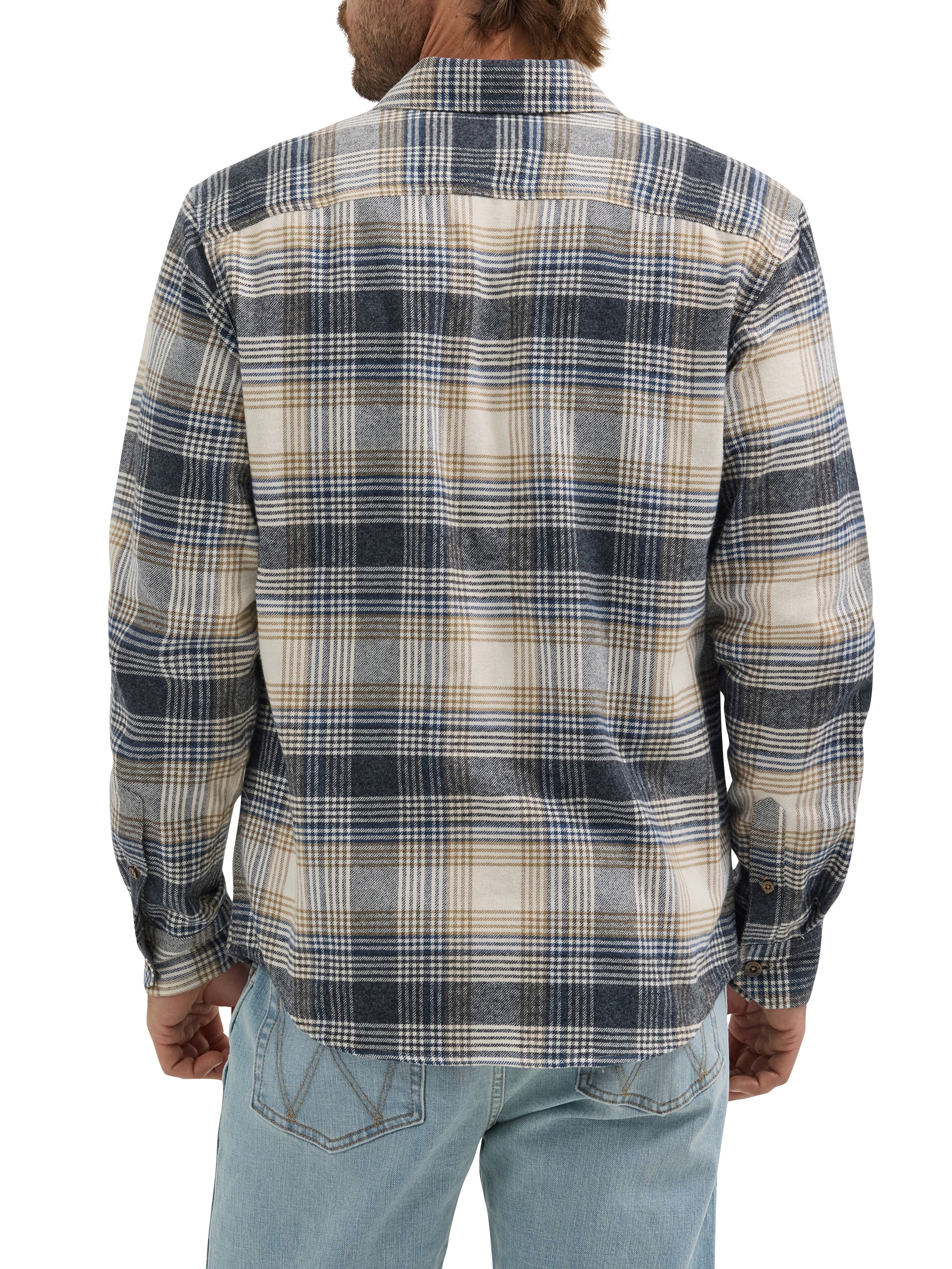 Wrangler Men's Long Sleeve Regular Fit Flannel Plaid Shirt, S-2XL
