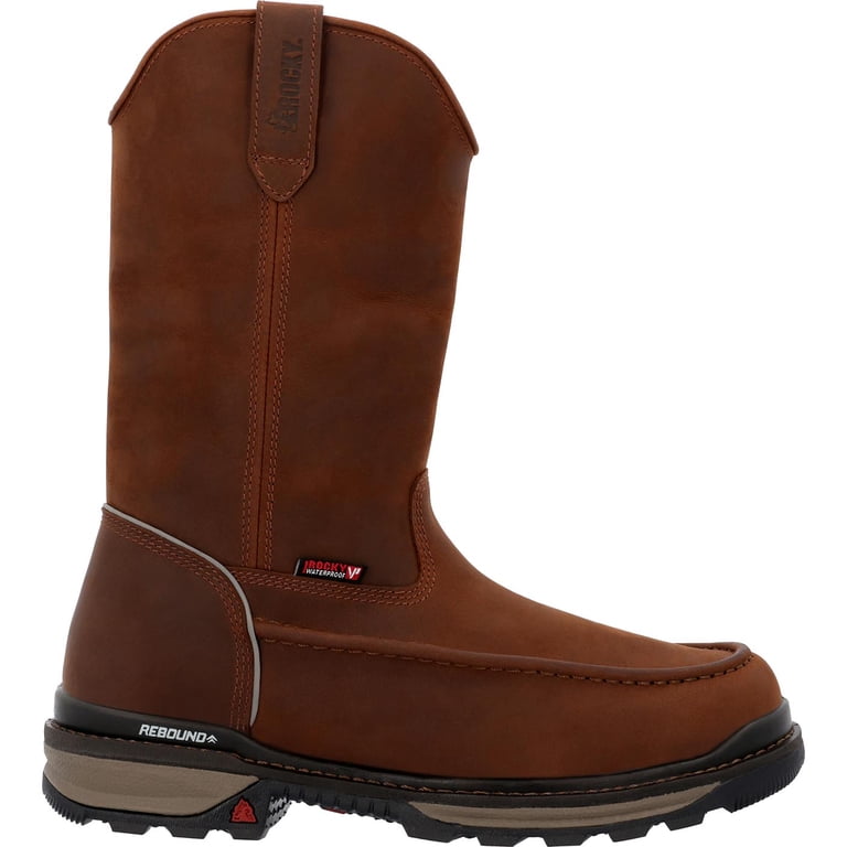NEW ROCKY men\'s rams horn wellington work boot in brown Rocky Rams Horn Waterproof Work Boot ONE SIZE DARK BROWN  main image 2