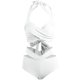 thumbnail image 5 of Trajes de baño Amzcrzy Tankini para mujer, trajes de baño, traje de baño de moda para mujer, comercio exterior, cintura alta, ajustado, traje de baño deportivo para surf, blanco, L, 5 of 6