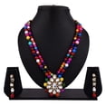 thumbnail image 5 of Efulgenz Floral Crystal Pendant Chain Necklace Faux Pearl Handmade Strand Beaded Necklace Earrings Indian Jewelry Set, 5 of 5