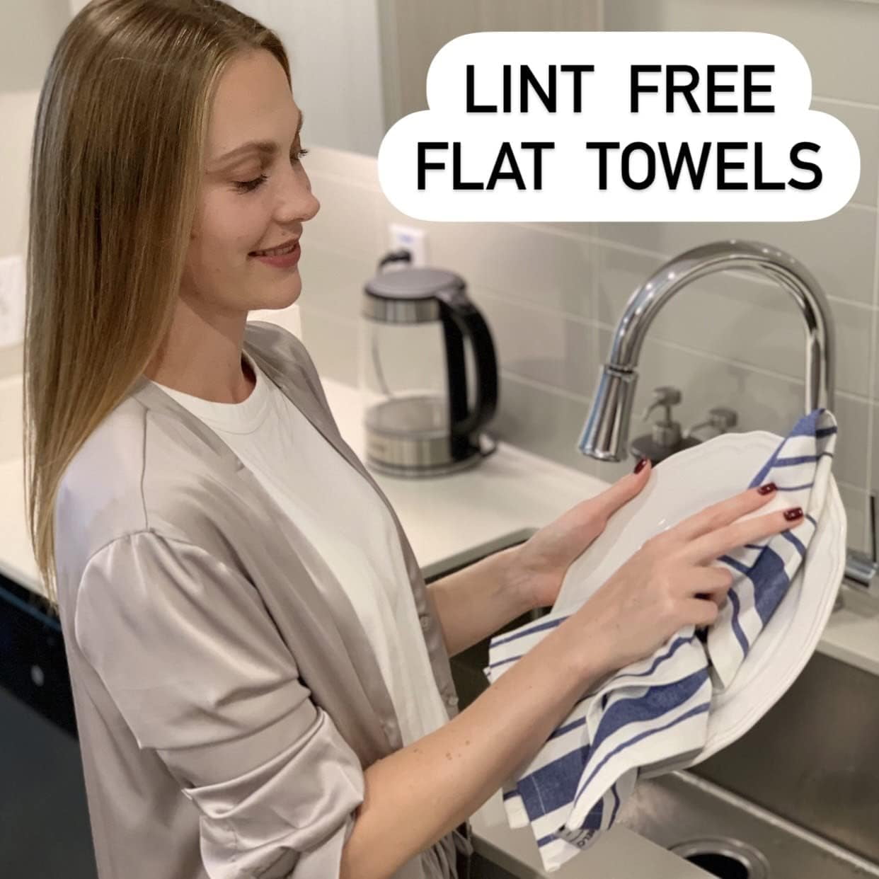 Lirlex Kitchen Hand Towel, Hanging Loop Buttons Towels
