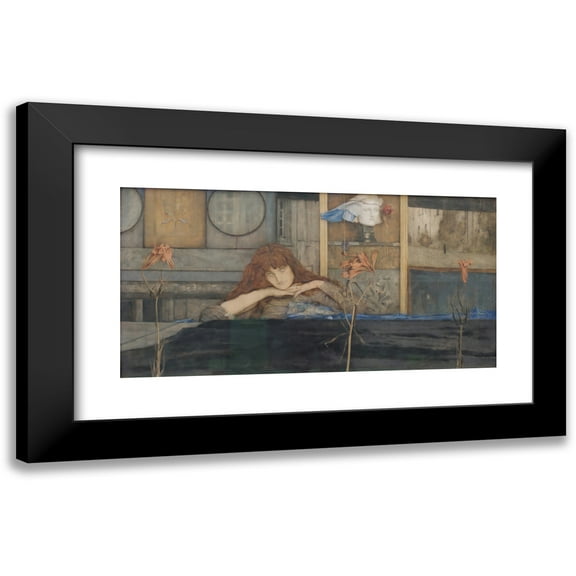 Fernand Khnopff 14x9 Black Modern Framed Museum Art Print Titled - I Lock My Door Upon Myself (1891)