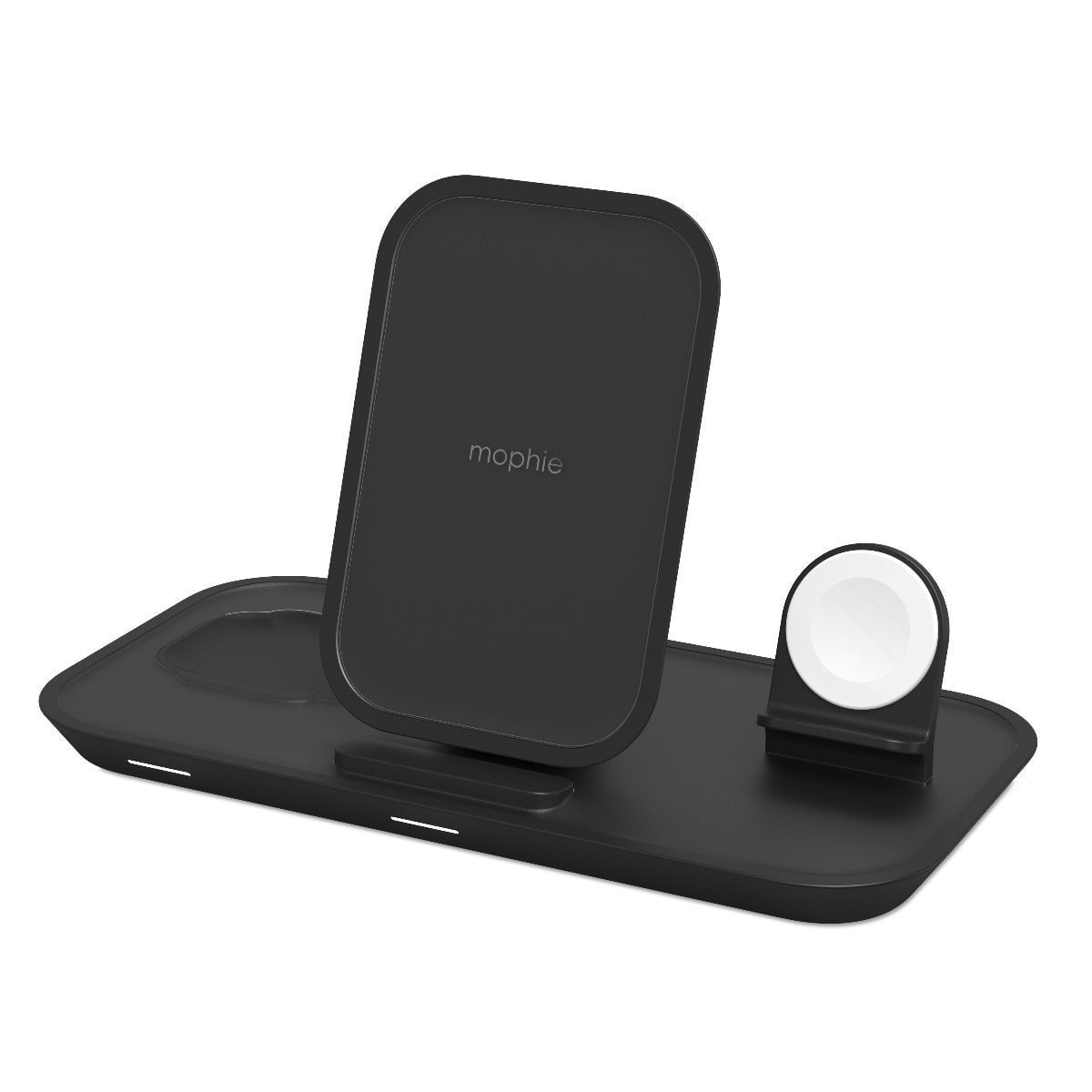 mophie 3-in-1 Wireless Charging Stand for Apple iPhone AirPods/AirPods Pro & Watch 7.5W Fast Charging Stylish Gloss Finish Portrait or Landscape Smartphone Charging Mode Black