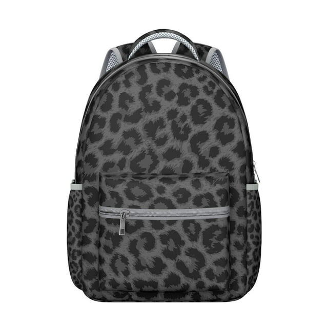 Animal Print Students Backpack Leopard Cheetah Pattern with Glitter Texture Fashionable School Bag for Students