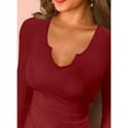 thumbnail image 4 of Vafful Womens T Shirts Long Sleeve Tops V Neck Basic Tee Shirt Ribbed Blouse Tunics for Womens Wine Red XXL, 4 of 10