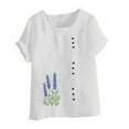 thumbnail image 4 of Vestidos Casuales Para Mujer, Blusas De Mujer De Moda Blusa tipo túnica informal de lino con estampado de peces del océano y botones de manga corta para mujer, 4 of 4