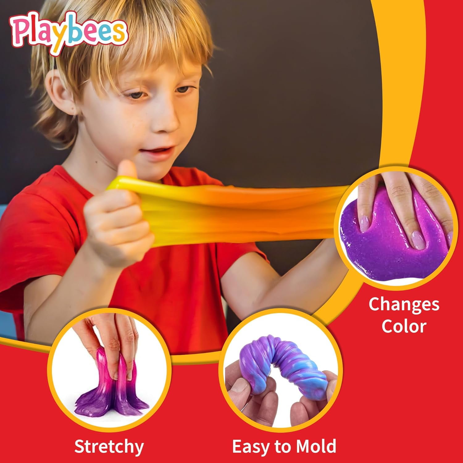 Playbees Color Changing Frudge Putty - 12 Pack - Mini Slime Putty for Sensory Play, Educational Games, Fidget Toys - Heat Sensitive - Magical Color Shifts - Slime Favors 0.5 Oz