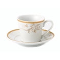 thumbnail image 3 of Espresso Cups and Saucers Set with Metal Stand for Cappuccino, Latte, Cafe Mocha - Gold Floral Design, 2 oz. Set of 6, 3 of 5
