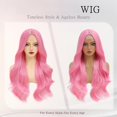thumbnail image 4 of Long Hot  Wig for Women 26 Inch  Wave Synthetic Wig Middle Part Heat Resistant  Looking Rose Red Curly Wig for Daily Use  Halloween, 4 of 6
