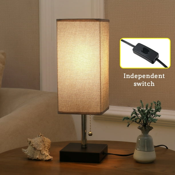 85-265V Bedside Table Desk Lamp Fabric Lamp Shade Iron Base for Bedroom