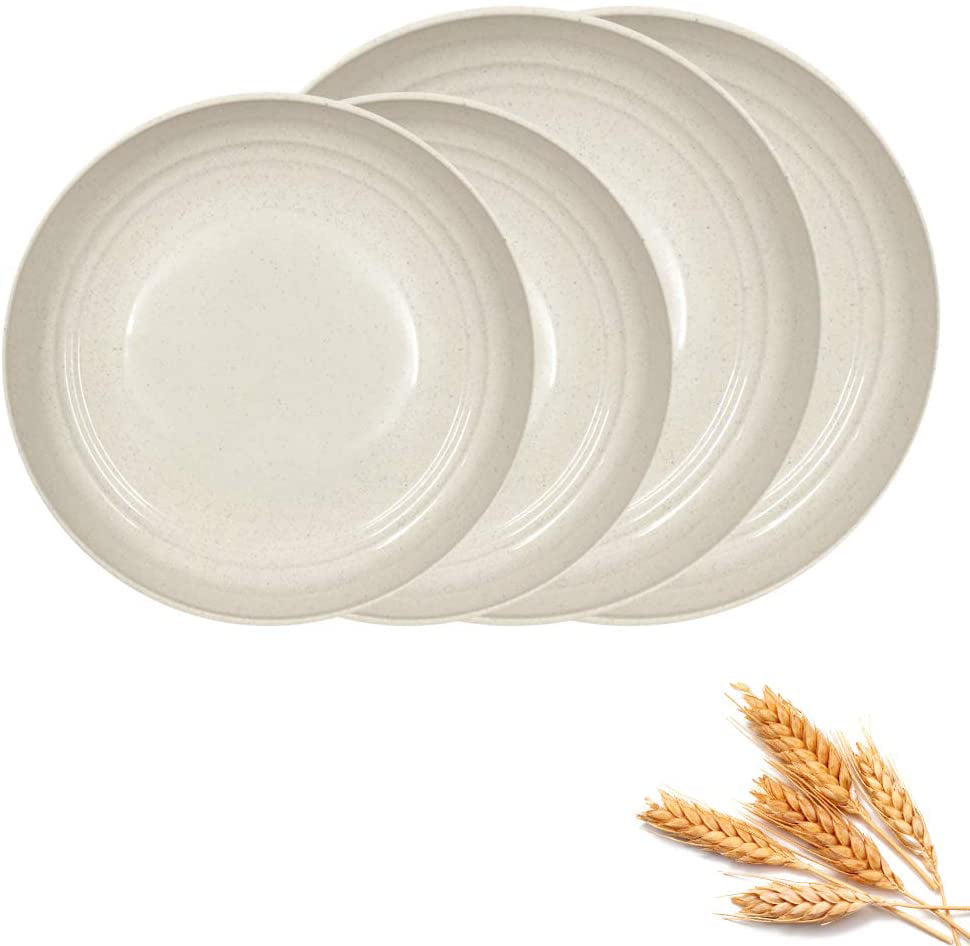 4 Pack 2Szie Wheat Straw Plates, Unbreakable Lightweight Dinner Dishes