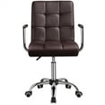 thumbnail image 6 of Yaheetech Height Adjustable Office Chair Mid Back PU Leather 360° Swivel Large Seat Stylish Office Chair on Wheels with Armrests, Brown, 6 of 9