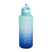 Tasty Plastic Motivational Water Bottle with Leak-Proof Lid, Easily Track Water Intake, 64 Ounce, Half Gallon, Blue/Light Blue Ombre