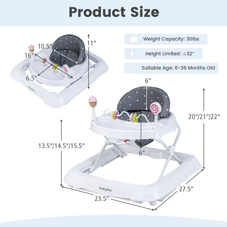 Babyjoy Foldable Baby Activity Walker with Adjustable Height