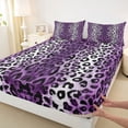 thumbnail image 4 of Erosebridal Black Purple Cheetah Print Bed Sheets 4pcs For Teens Adults,Abstract Animal Print King Sheets, 4 of 5