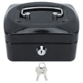 thumbnail image 1 of Small Cash Box with Key Lock, Portable High Safety Metal Money Box with Money Tray for Home Business Black, 1 of 9
