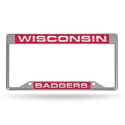 College Rico Industries Wisconsin Badgers  Chrome Laser License Frame 12" x 6" 12" x 6" Laser Cut Chrome Frame - Car/Truck/SUV Automobile Accessory