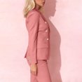 thumbnail image 5 of FRSASU Women Double Breasted Blazer Set formal 2 Piece Pants Outfits Long Sleeve Bussines Suit Set for Work office Pink, 5 of 8