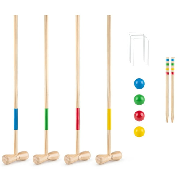 Grasshopper Games: Croquet - Classic Yard Game, Wood Set, 4 Mallets, Colorful Balls, Travel Bag, Outdoor Play, Party & Lawn Activity, Family Age 3