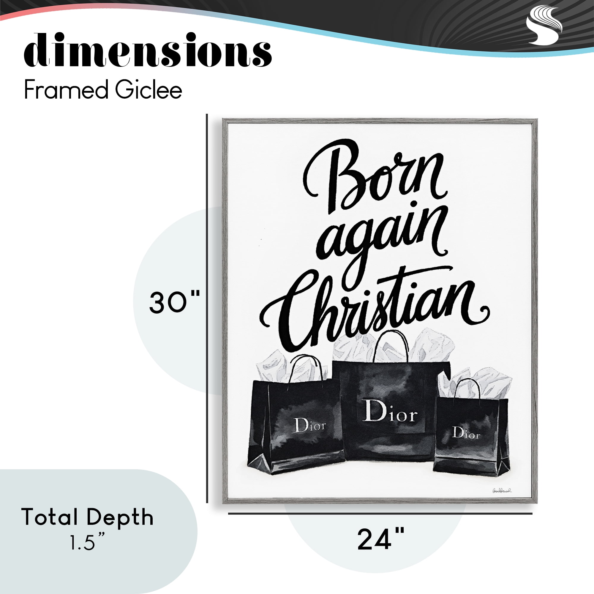 Shopping Born Again Christian Gray Framed Giclee Art, design by Amanda Greenwood