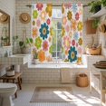 thumbnail image 4 of Vintage Boho Floral Kitchen Curtains 63 Inch Length, Yellow Pink Floral Bohemia Beige Tiers Curtains for Living Room Berdoom Bathroom, Light Filtering Drapes Window Treatment 2 Panels 42"Wx63"L, 4 of 8