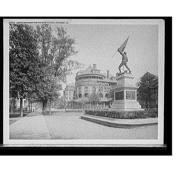 Historic Print, Jasper Monument and the De Soto Hotel, Savannah, Ga., 16" x 20"
