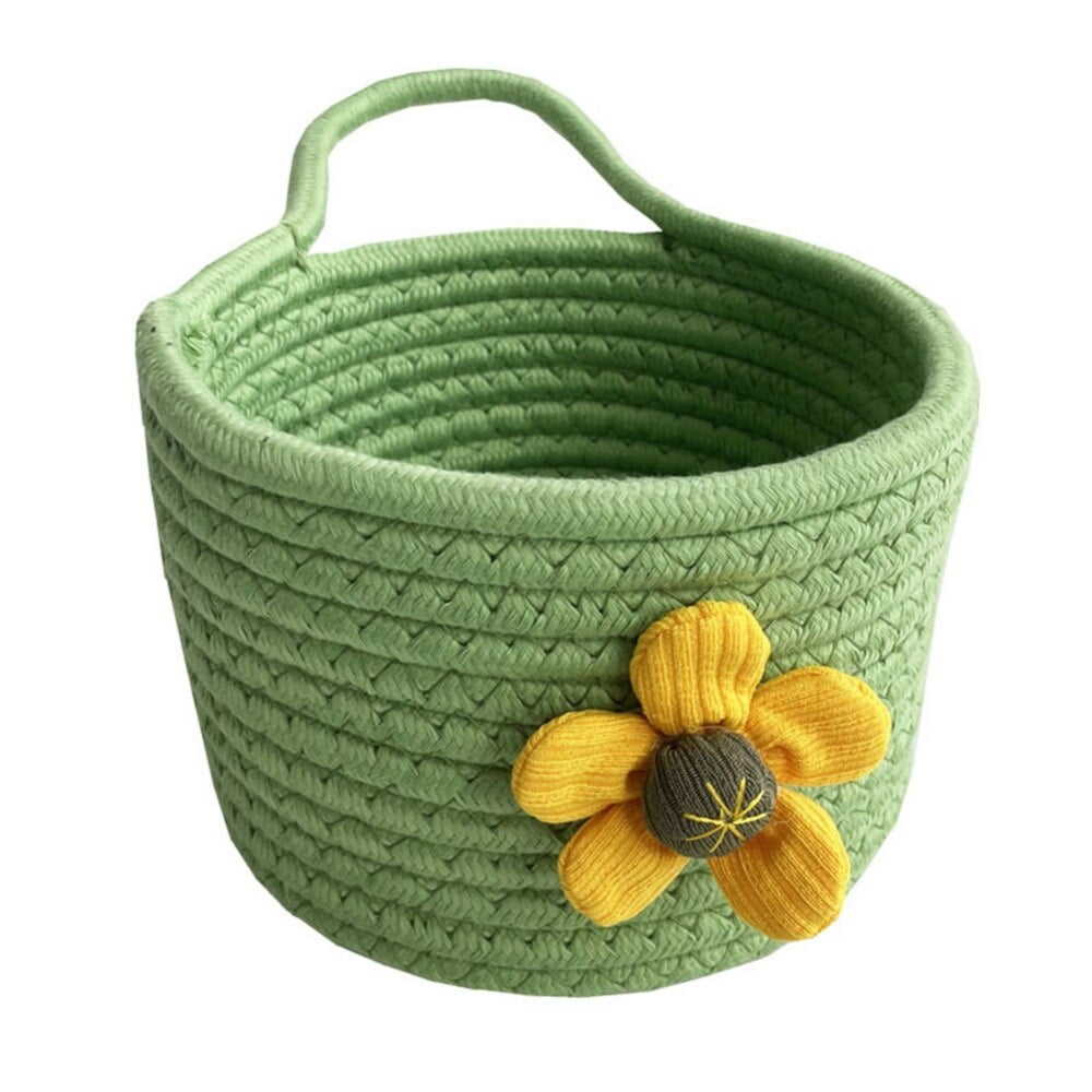 Monfince Flower Pattern Rope Storage Baskets with Handles, Toy Basket