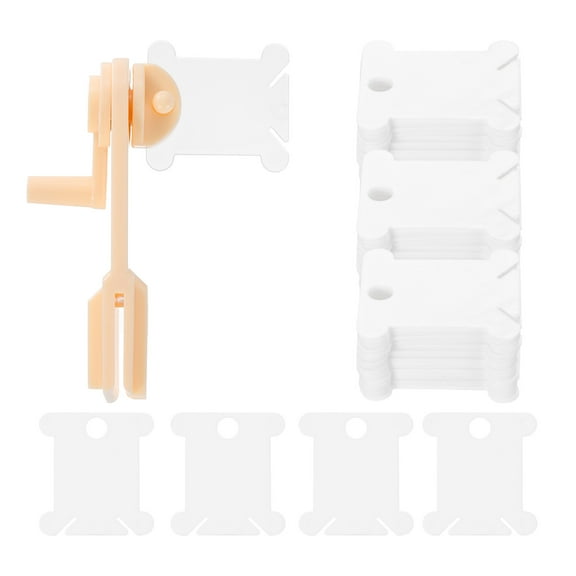 Uxcell 150pcs Embroidery Floss Bobbins with Bobbin Winder, Plastic Cross Stitch Thread Organizer Holder Cards Sewing Thread Sorting Tool Storage, White