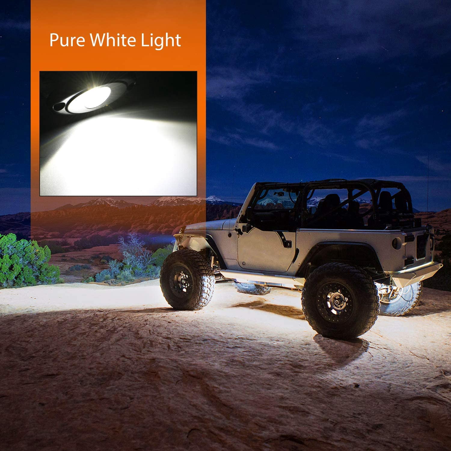 Nilight LED Rock Light 4PCS Underglow Wheel Well Pods Waterproof Exterior Underbody Roof Rack Side Lamps for Car Truck Pickups ATV UTV SUV Motorcycle Boat, White Color