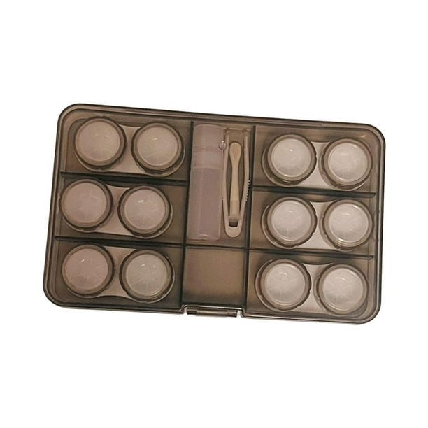 Estuche portátil de 6 pares con contenedor, caja transparente para herramientas de extracción, pinzas y botella. Gris