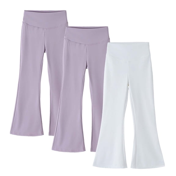 Lopecy-Sta Girls Flare Leggings 3 Pack Kids Bell Bottoms High Waisted Bootcut Yoga Dance Flared Pants Children's Fall Sports Long Pants