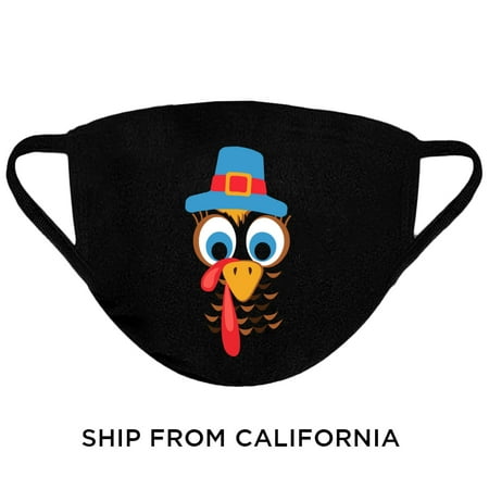 Cute Turkey Face Mask Thanksgiving Mask Adult Prints Washable Reusable Face Mask Cloth Face Nose and Mouth Mask 3 Layered Breathable Face Cover Protection Thanksgiving Gifts for Family Face Mask