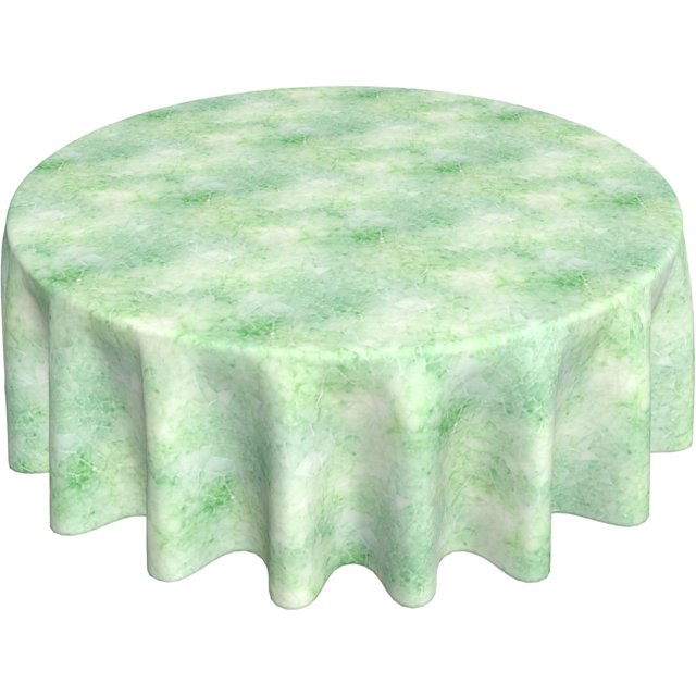 Round Tablecloth 60 Inch, Green Stained Glass Round Table Cloths Soft Tabletop Cover Outdoor Tablecloth for Restaurant, Picnic, Indoor and Outdoor Dining