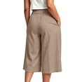 thumbnail image 6 of Women's Plus Size Solid Color Elastic Waist Cropped Pants, Pleated Loose Capri Trousers with Pockets, Relaxed Casual Four Season Bottoms for Daily Shopping | TruHer,Khaki M, 6 of 8