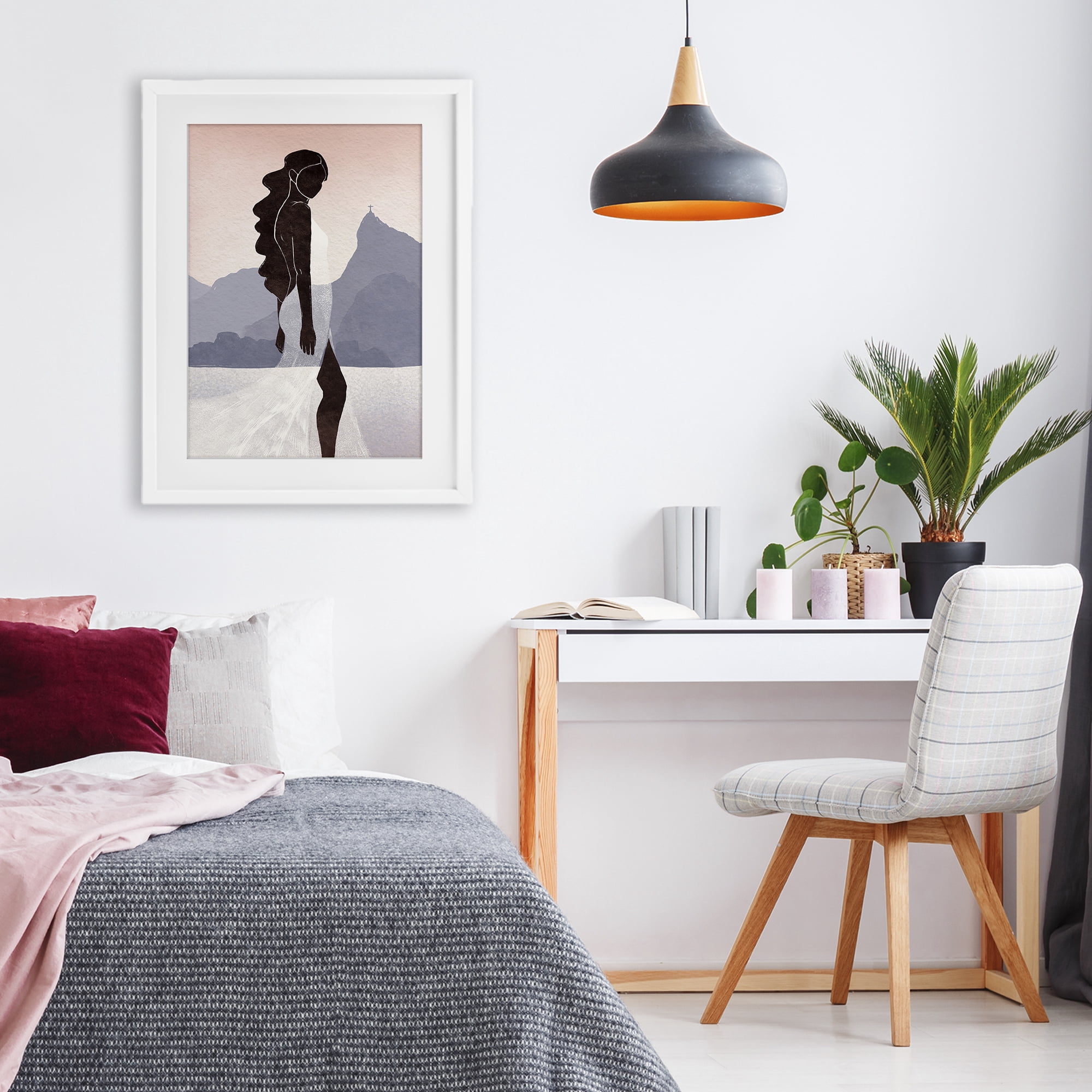 Stupell Industries Garota Silhouette Portrait White Framed Print Under Glass, design by Yuyu Pont