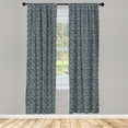 thumbnail image 3 of Ambesonne Teal Curtains, Lace Style Flower Design, Pair of 28"x84", Teal Beige, 3 of 5