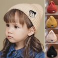 thumbnail image 2 of Children Hat Winter Knitted Cap Cartoon Embroidery High Elasticity Thick Solid Color Anti-slip Cold Resistant Ear Protection Unisex Outdoor Cap Beanie, 2 of 10