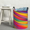 thumbnail image 5 of Laundry Basket with Handles - Lines Multicolored Rainbow Freestanding Laundry Hamper Stands Up Well, Easy Storage Clothes Hamper in Laundry Room Bedroom Bathroom College Dorm, 5 of 6