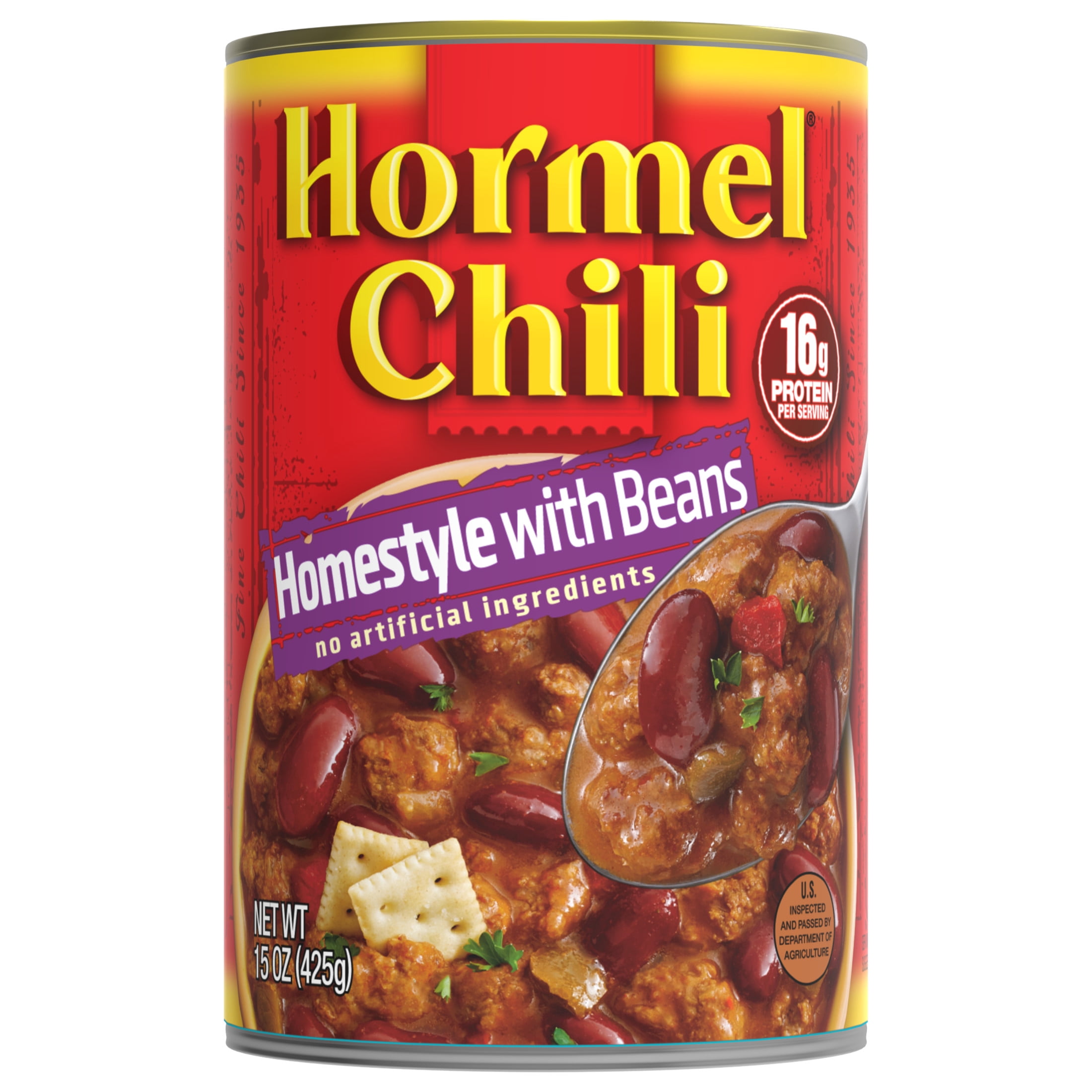 (4 pack) HORMEL Chili Homestyle Canned Chili with Beans, Shelf-Stable, 15 oz Steel Can