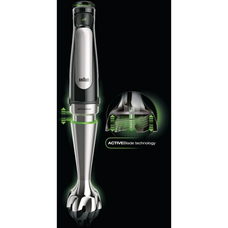 Braun - MultiQuick Immersion Hand Blender + 1.5-Cup Food Processor, Whisk, Beaker, MQ7025 - Black