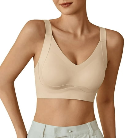 adviicd Comfortable Bras for Women Women s No Side Effects Comfort Lightly Lined T-Shirt Bra(Khaki XXXXL)