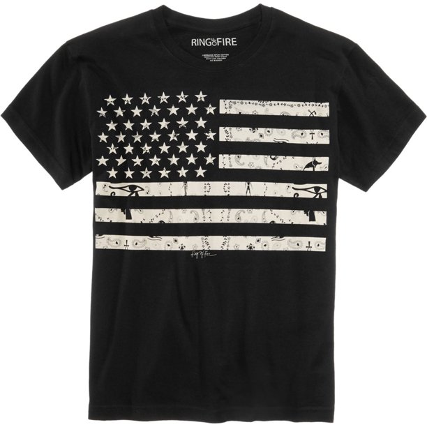 Ring Of Fire - Camiseta con gráfico jeroglífico para hombre, color negro, talla mediana