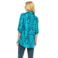 thumbnail image 3 of Haute Edition Women's Pattern and Solid 3/4 Roll Tab Sleeve Tunic Blouse Top, 3 of 7